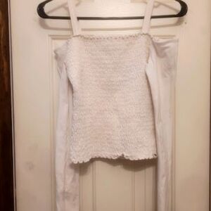 Abercrombie Kids Girls White Off Shoulder Long Sleeve Ruched Shirt